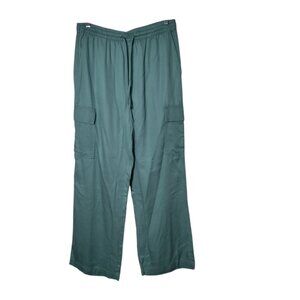 Lands End Women's High‎ Rise TENCEL™ Fiber Drapey Wide Leg Cargo Pants Sz 14